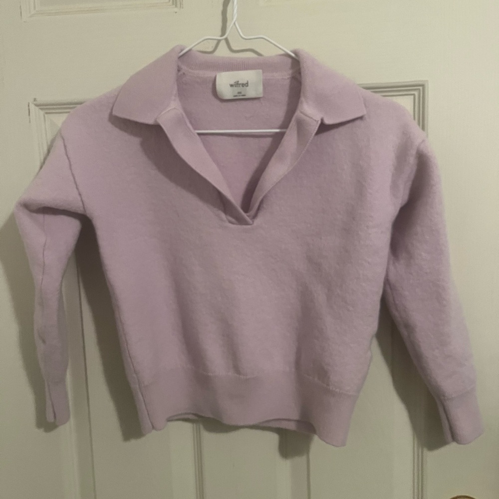 Aritzia.Wilfred Lilac V-Neck Sweater - Picture 1 of 3